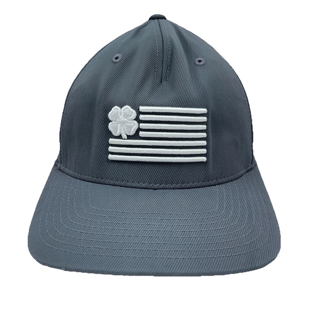Black Clover Hat Cap Strap Back Gray Golf Tour Performance USA Flag Live Lucky C